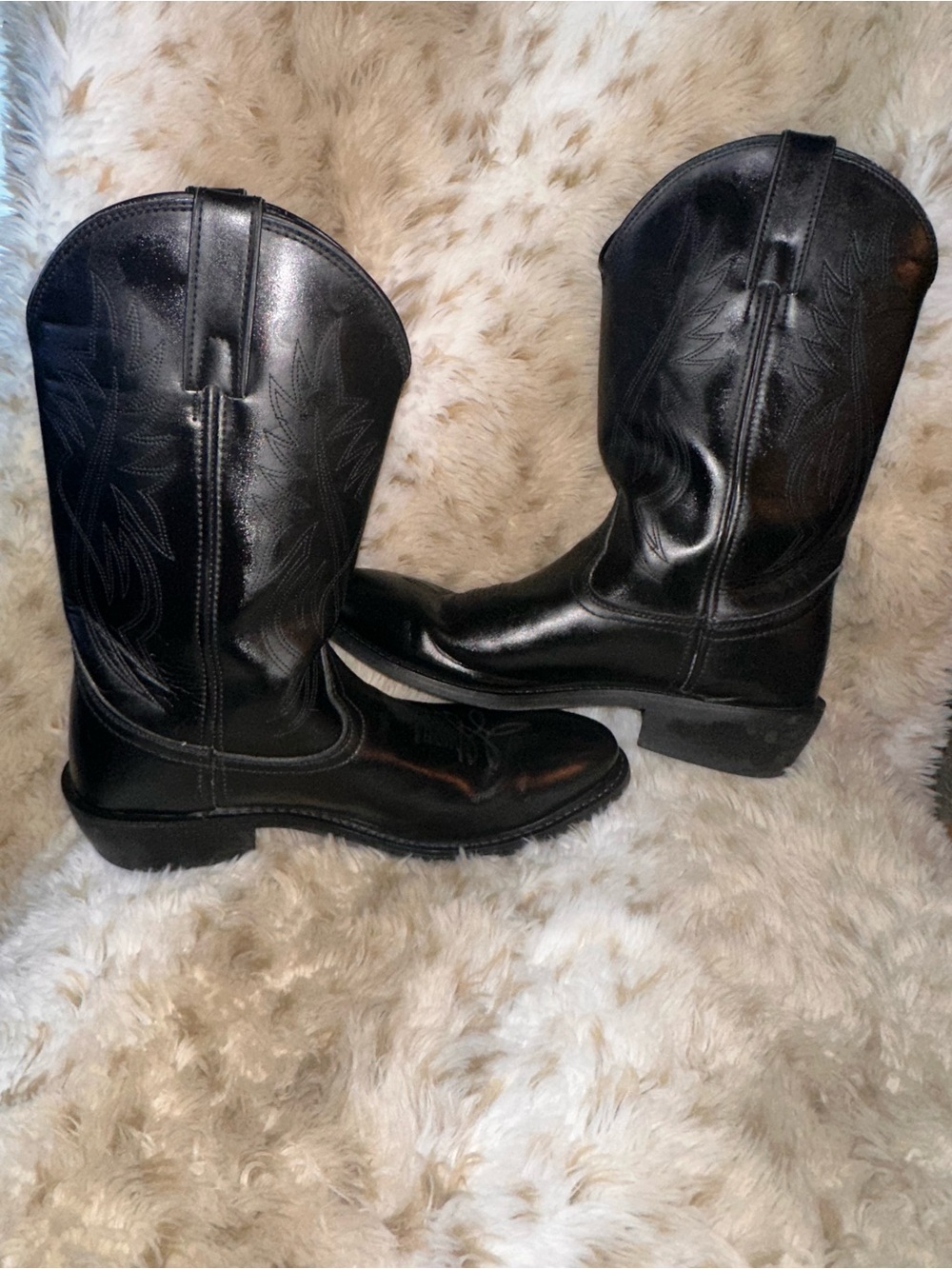 Justin Boots Black Leather Western Cowgirl/Cowboy Boots
